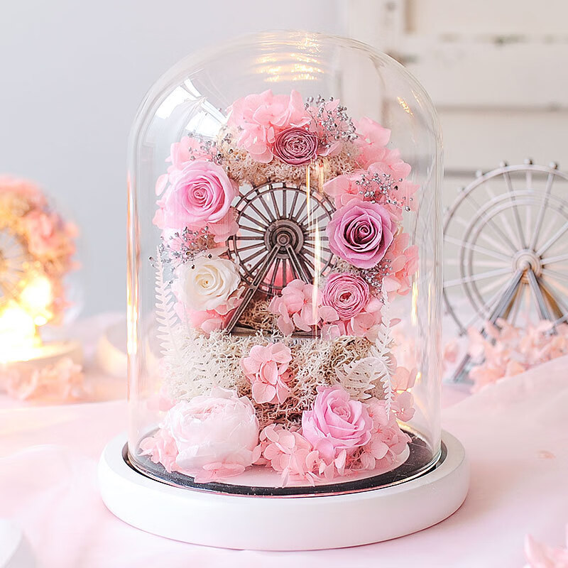 三八妇女节摩天轮罩带灯装饰不旋转送女友生日礼物 粉色(顺丰陆