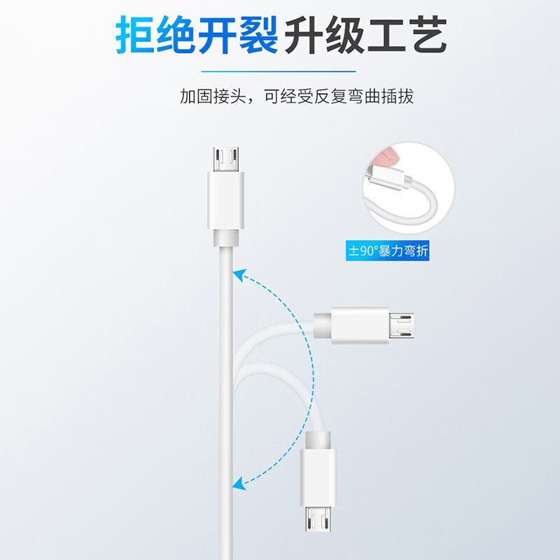 mijv安卓数据线2.4A快充适用于华为荣耀vivo手机充电线oppo小米红米电源线充电宝 Micro USB数据线1.5米加长款【1条装】