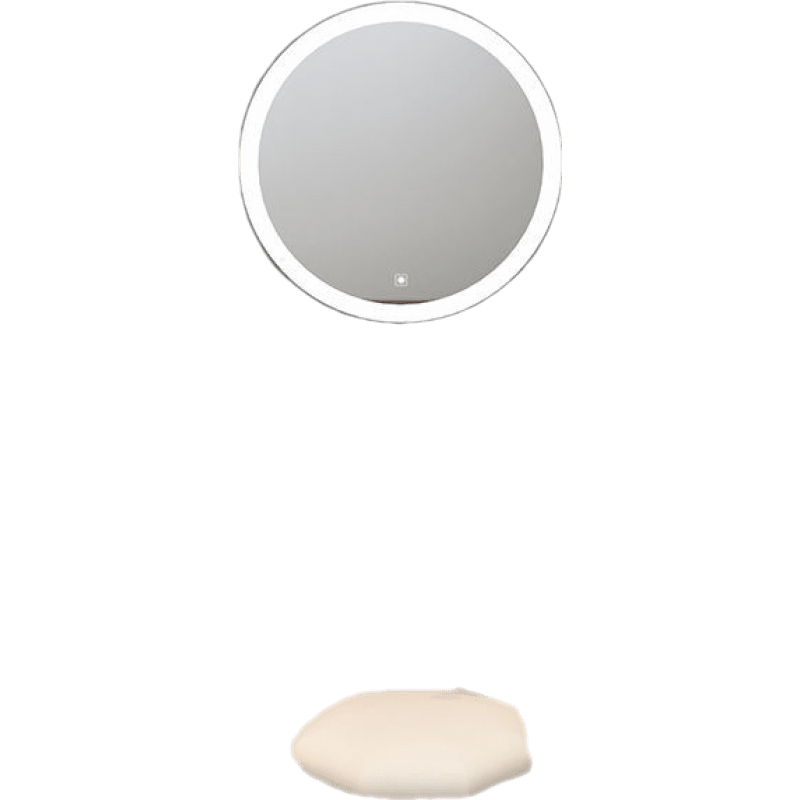 千番町  轻奢岩板梳妆台卧室现代简约网红ins小户型化妆桌玻璃化妆台 白80黑色玻璃桌面+智能镜+ 鸟巢凳 整装