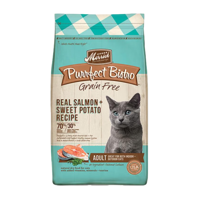 Merrick麻利田园系列猫粮全价无谷猫干粮鱼肉鸡肉配方进口猫粮 三文鱼味1.8kg【晒图返10临期26/5】