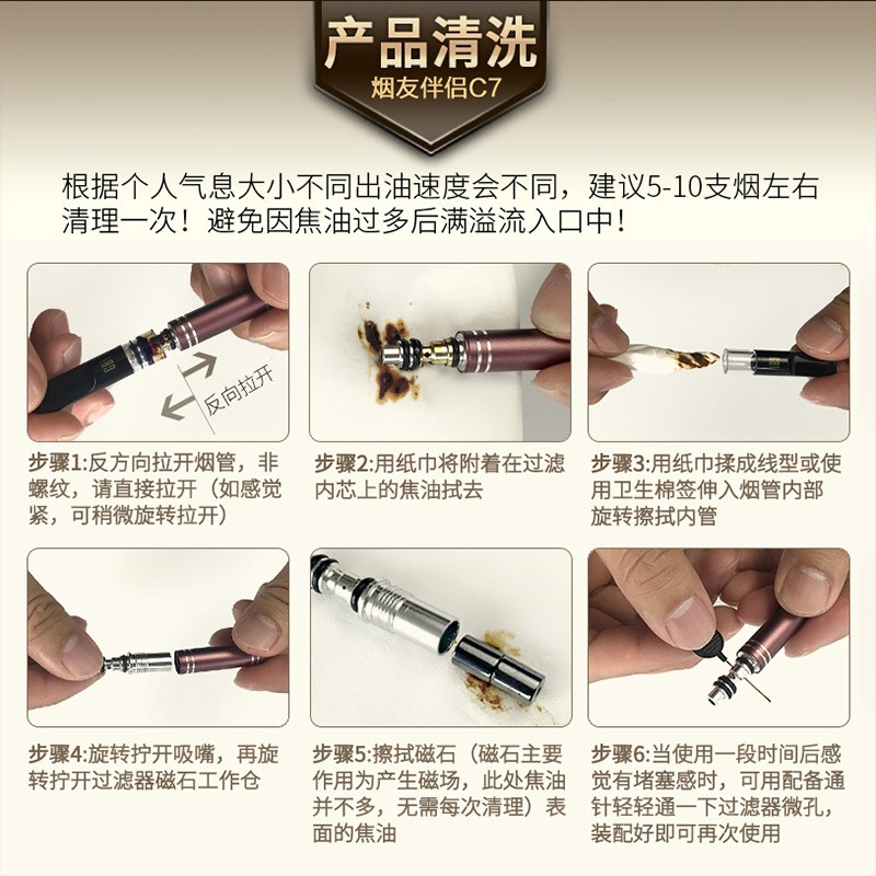 大船（Grand Boat）烟友伴侣烟嘴过滤器循环型可清洗粗细两用男女细支烟嘴磁石过滤嘴 炫酷大咖（粗细两用）