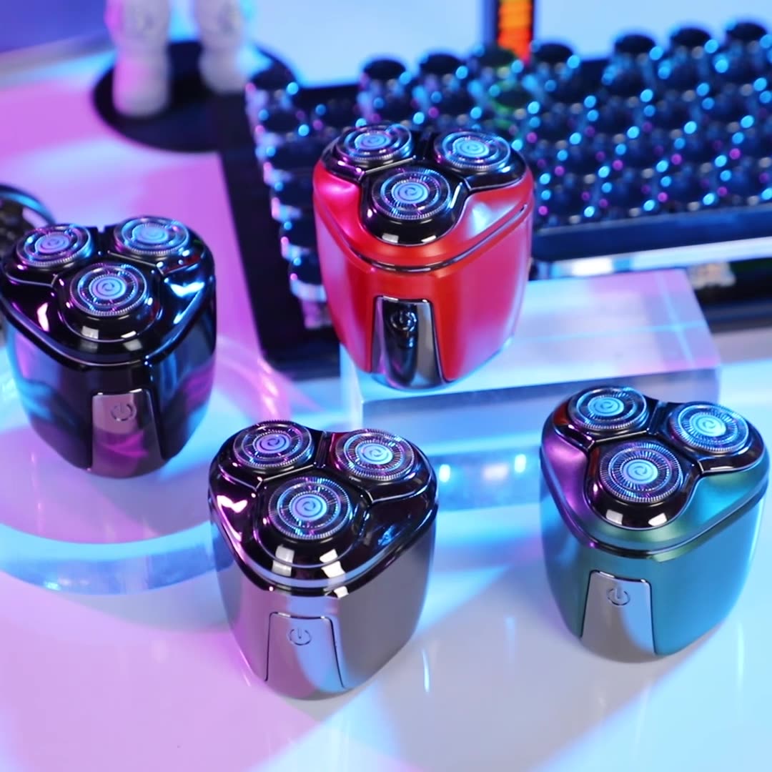 摩洛恩进口刀头旋转式电动剃须刀三刀头mini磁吸全身水洗干湿两剃便携刮胡刀送男士礼物礼盒装 宝石绿德国二代数显款+备用刀头