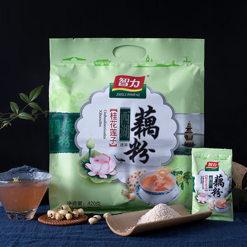 智力桂花莲子西湖藕粉420g莲藕粉羹代餐粉(内含14小袋)年货 桂花莲子