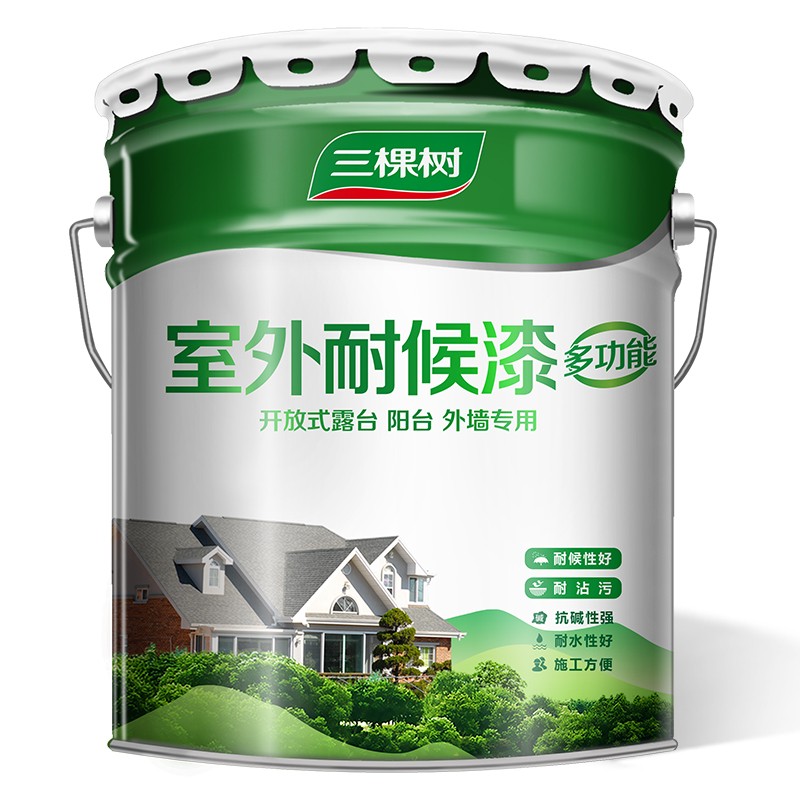 三棵树漆（SKSHU）外墙乳胶漆面漆 室外多功能耐候墙面漆 工程建筑外墙耐水耐候抗污涂料20kg