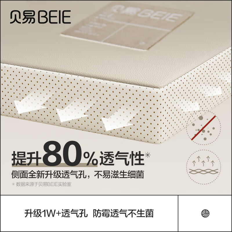 贝易（BEIE）婴儿PU爬行垫可折叠加厚地垫升级IXPE材质条纹彩虹180*200*4cm