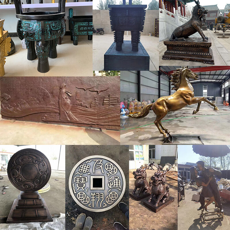 瀛乐 铸铜人物雕塑厂家户外大型城市广场景观公园狮子动物小品雕塑摆