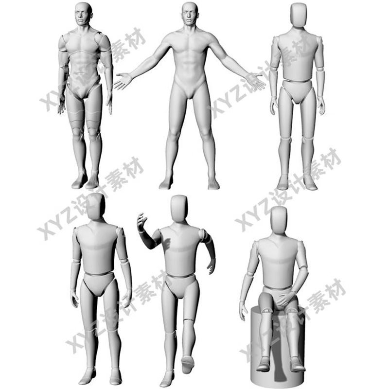 人机工程学人物 全身关节可动 人体犀牛rhino/c4d/3dmax/maya模型