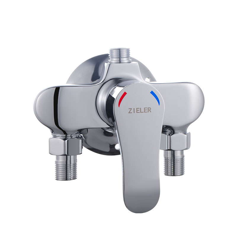 厨卫全铜明装淋浴水龙头冷热混水阀太阳能上水智能恒温花洒阀体开关