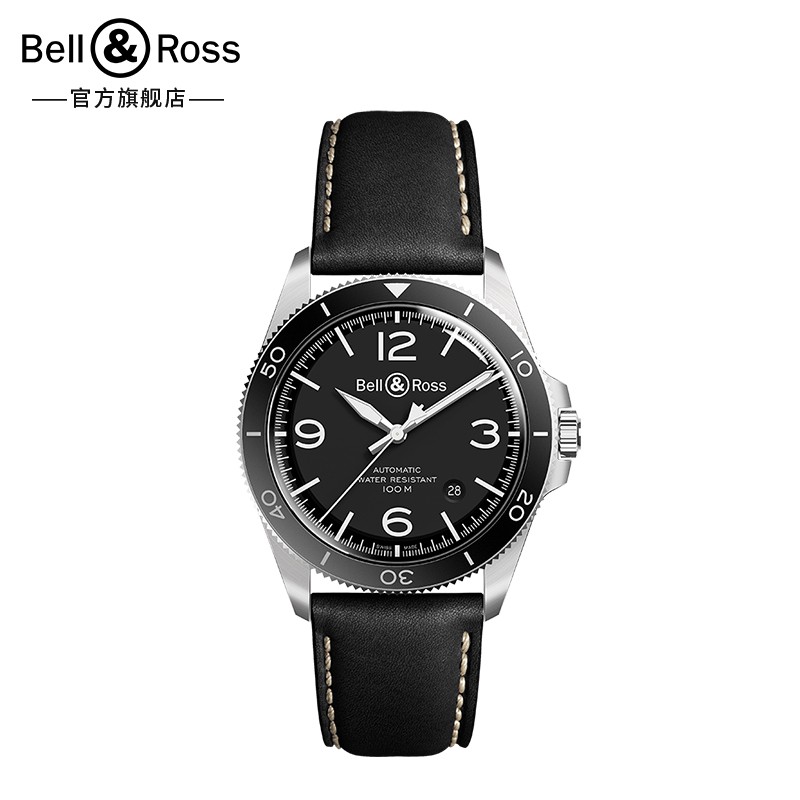 bell&ross柏莱士瑞士腕表全自动机械手表复古男士黑色 brv292 black
