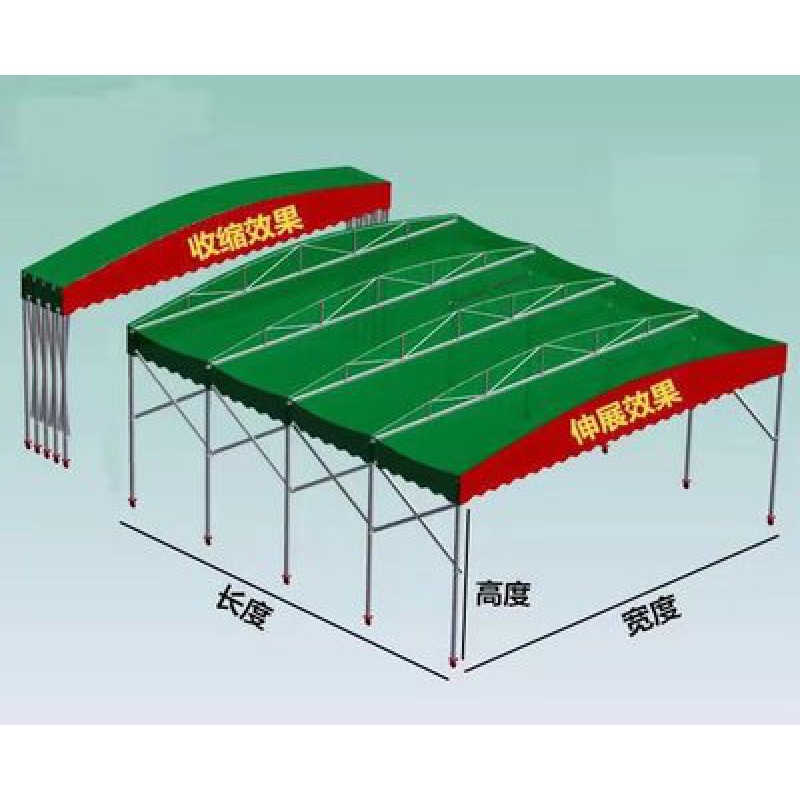 推拉雨棚活动帐篷户外大型移动伸缩遮阳棚夜宵棚收缩折叠蓬停车棚 3米