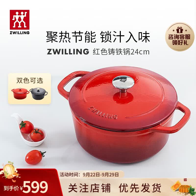 双立人（ZWILLING） 珐琅锅铸铁锅炖煮锅煲汤辅食焖煮锅煎炒锅微压多功能烹饪锅具 珐琅锅24cm怎么样,好用不?