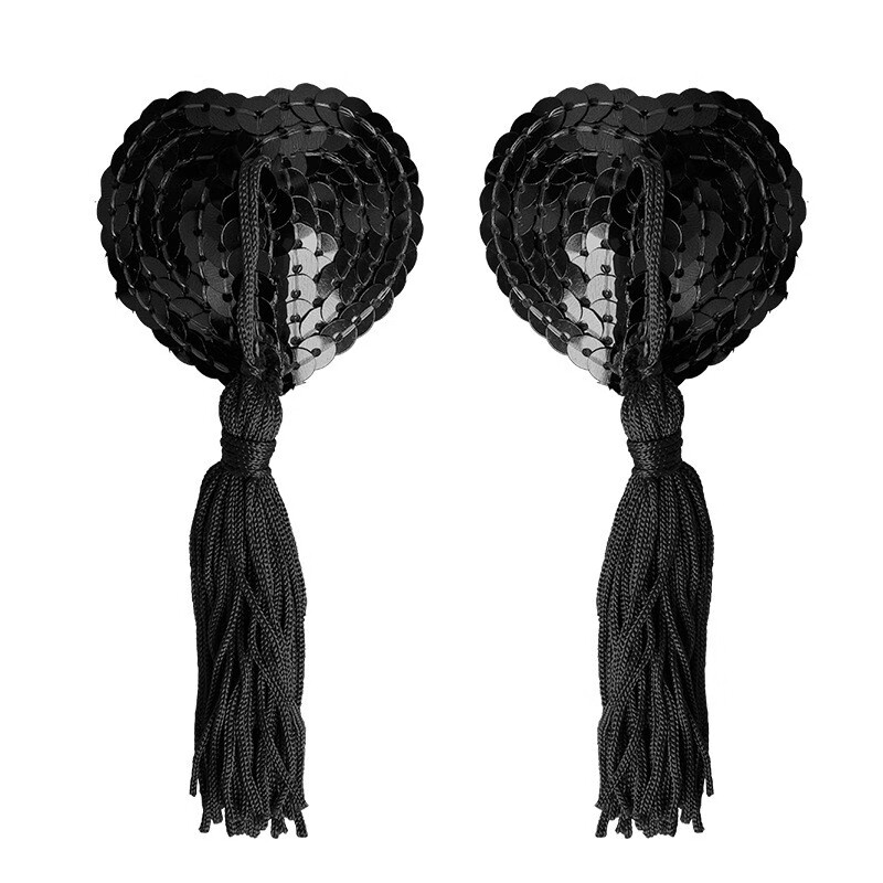 血滴子 配件流苏硅胶胸贴乳贴 1心心相印流苏款黑 均码