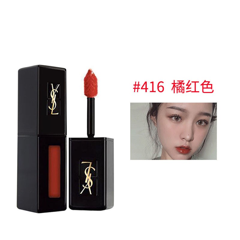 圣罗兰(ysl)口红黑丝盖哑光唇釉212#216#416 黑管唇釉416号色番茄红