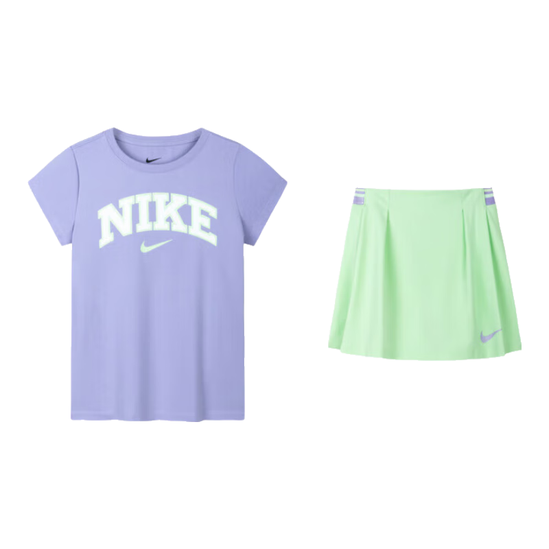 NIKE 耐克童裝女童夏季短裙套裝2024新款寬松舒適兒童褲裙套裝