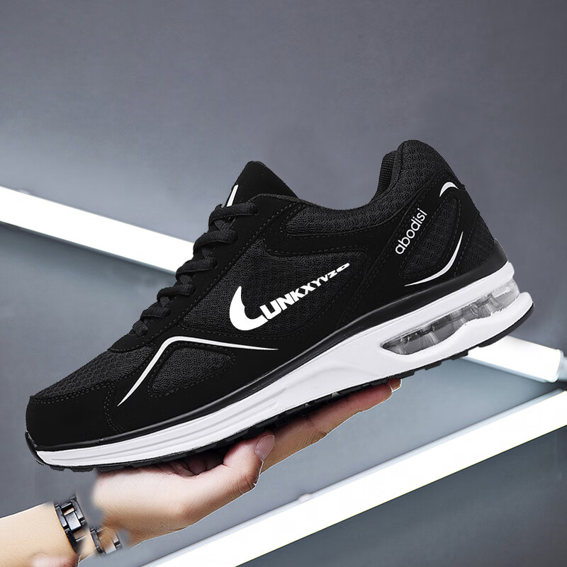 男鞋夏季品牌断码透气百搭时尚舒适运动休闲鞋防滑轻便软底跑步鞋 N008黑白（网面） 39