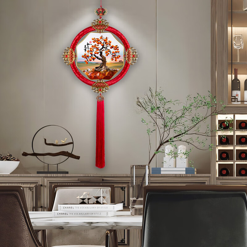 吉韵好礼 事事如意装饰画客厅沙发背景墙挂画新房中国结挂件墙壁装饰 柿柿如意
