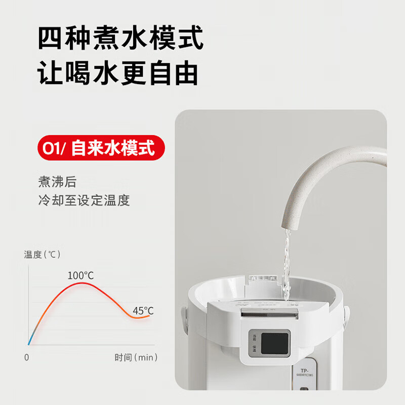 东芝(TOSHIBA)水物语安全电热水瓶不锈钢0涂层电热水壶大容量电热水瓶恒温沸腾除氯烧水壶加大容量多段控温 5L 316不锈钢TP-50DRTC(W)