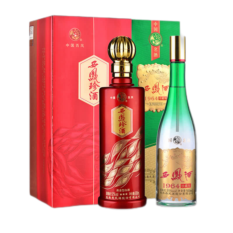 plus会员西凤55度西凤酒1964珍藏版500ml52度西凤珍酒500ml凤香型白酒