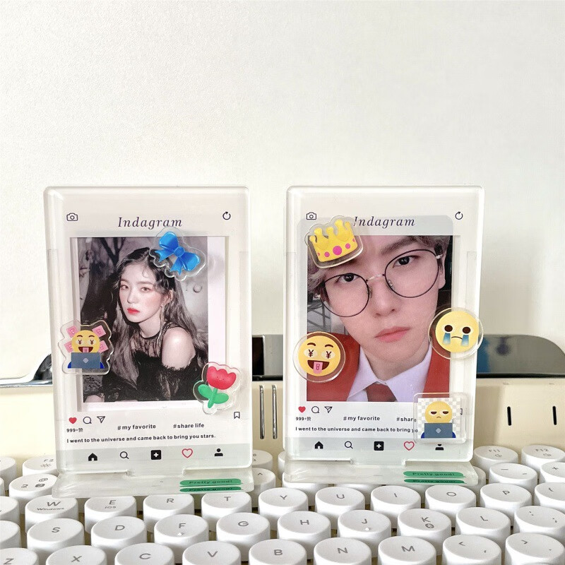 3寸拍立得小卡照片摆台创意emoji表情装饰 立牌 表情包 关注我们卡片