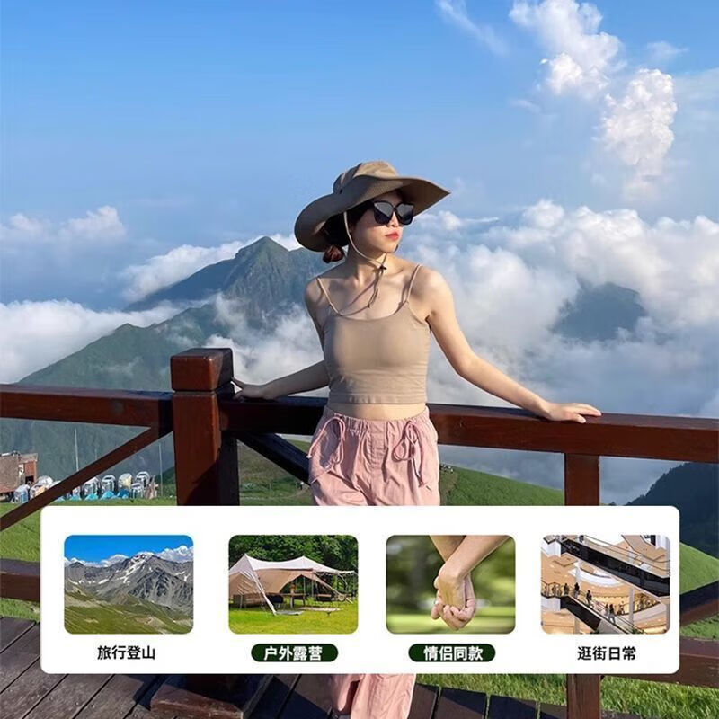 狮奥利兴爬山装备全套夏天登山西部帽牛仔夏季渔夫帽太阳防晒户外露营遮阳 三件套蔓暮黑 +黑口罩+墨镜