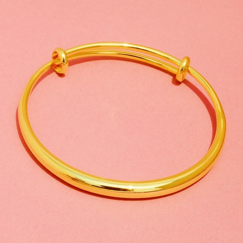 xpela越南纯沙金圆柱光面推拉手镯女真不掉色9999黄金实心镯子礼物 光