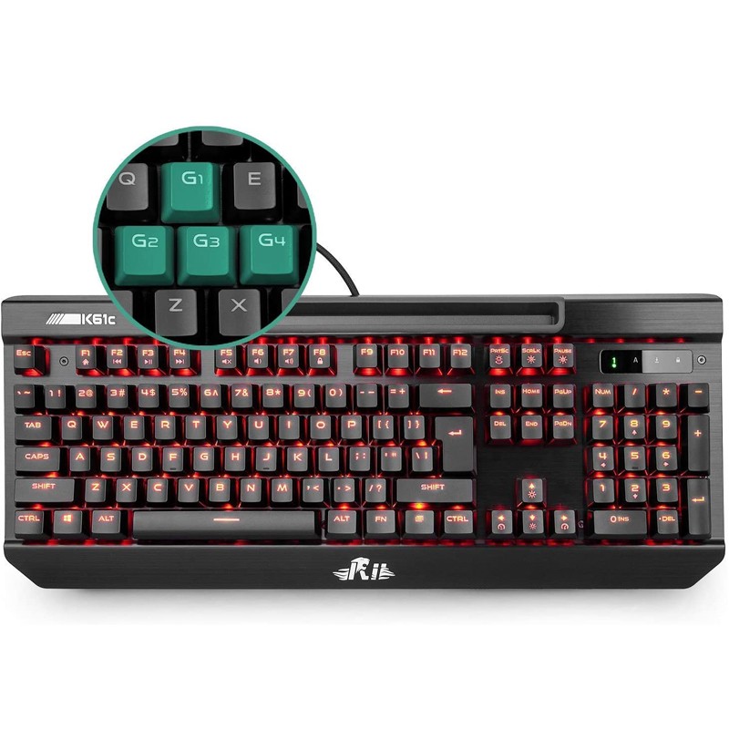 Rii K61C 机械键盘 电竞游戏键盘 红轴 全键无冲突 多种红色背光模式