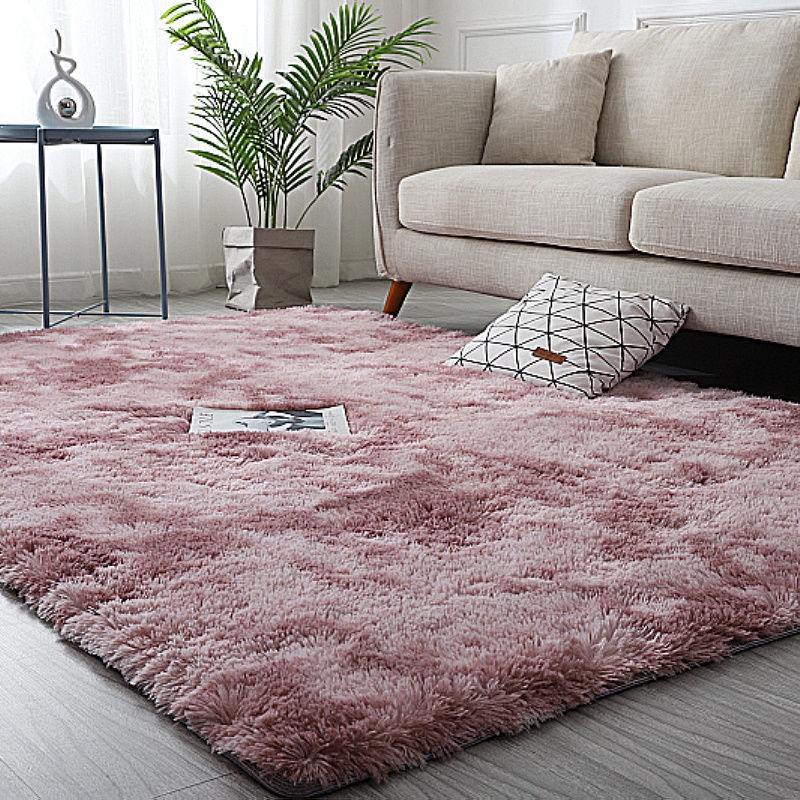 北欧地毯卧室长毛绒ins地毯客厅网红同款房间床边毯满铺可爱 扎染【藕粉色】 宽40X120厘米