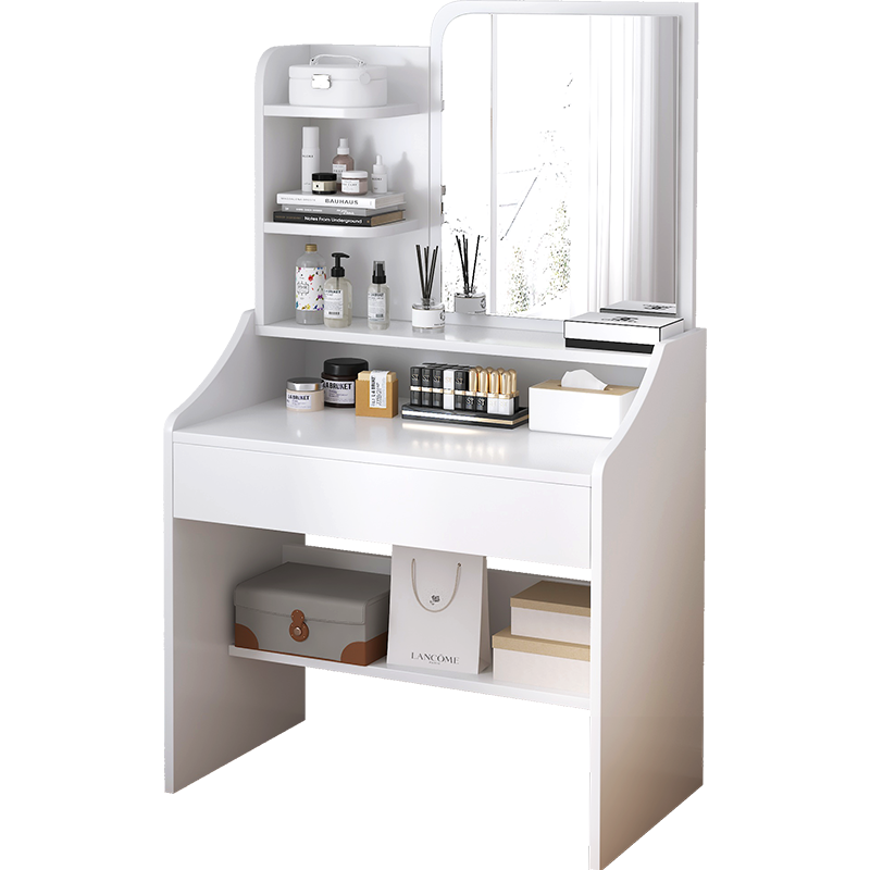 UCU 梳妆台卧室新款现代简约小型化妆桌多功能收纳柜一体化妆台 【1抽2柜款】意式灰60cm 自行安装