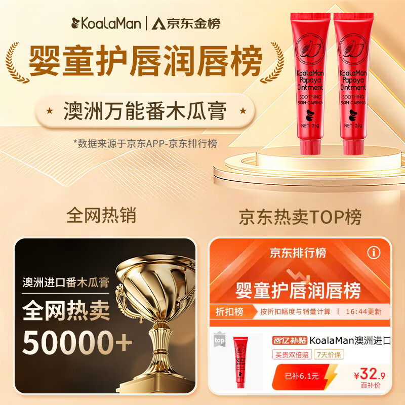 KoalaMan澳洲进口万能番木瓜膏25g儿童宝宝润唇膏护唇膏滋润保湿婴儿护臀 【热卖爆款】番木瓜膏25g*2支