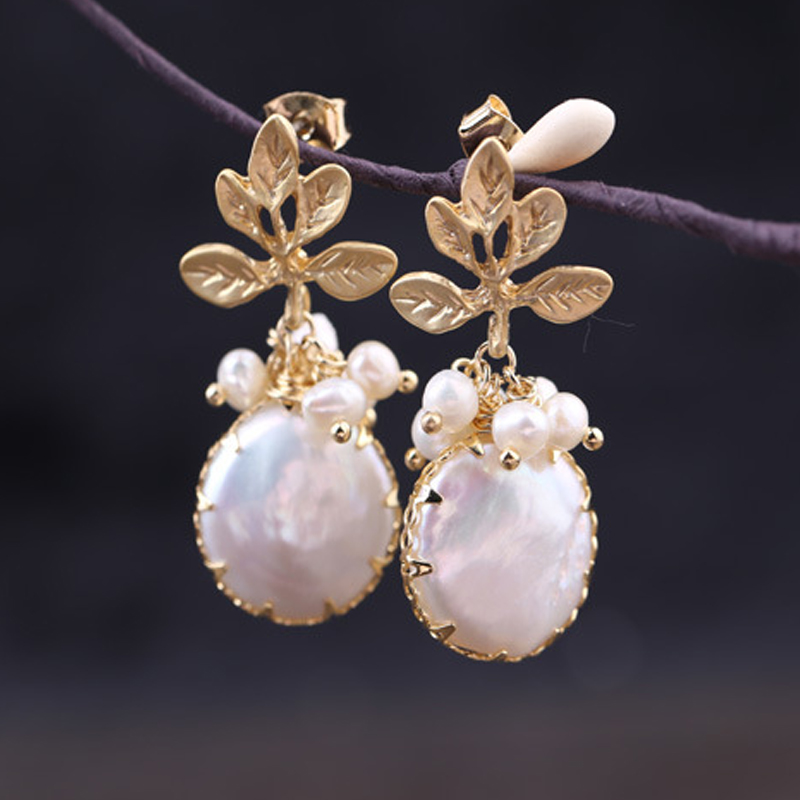 洛曼诗设计感青金石珍珠耳环女925银韩国长款流苏气质复古耳坠饰无