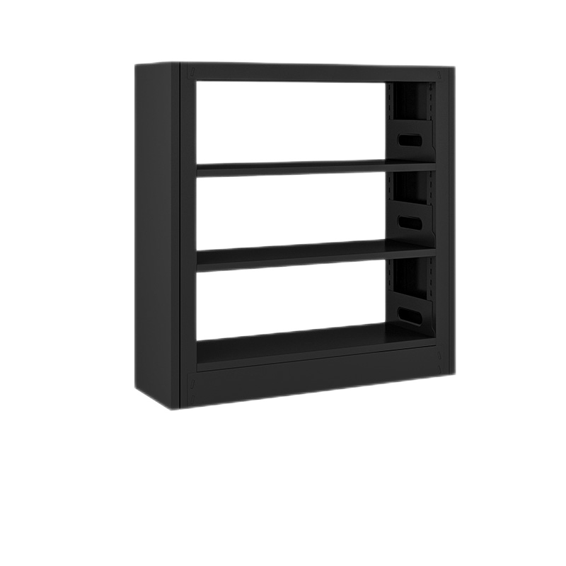 炎恩家用书架落地铁艺简易收纳架图书馆现代简约钢制书架书房客厅置物架 磨砂黑单面3层主架(1米高)
