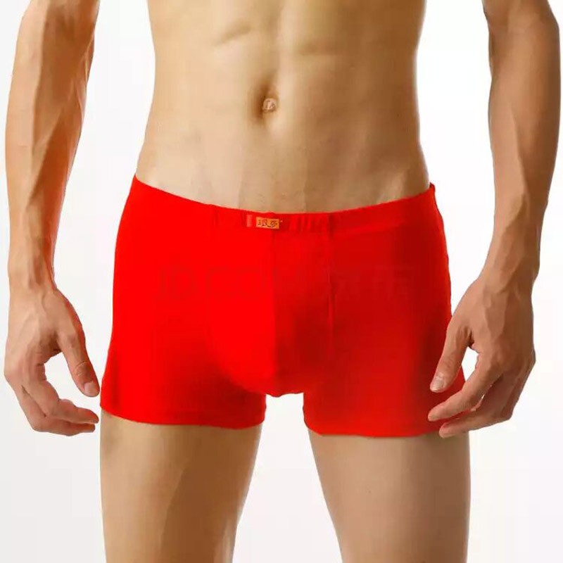 浪莎内裤2条裤 男士本命年大红色鸿运新婚弹力棉平脚内裤 大红内裤 红色 XL(175/100)