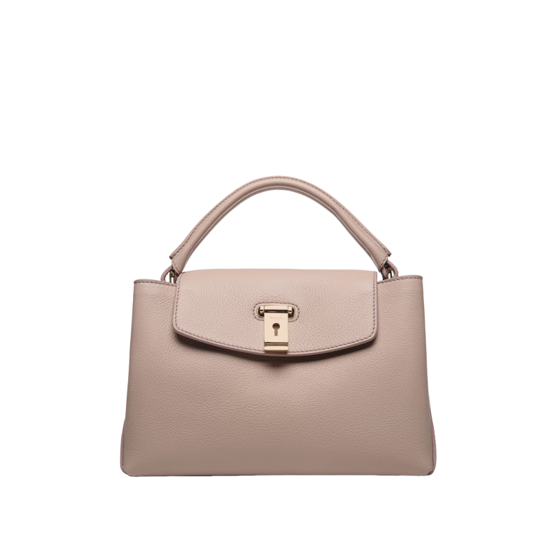 BALLY巴利【尊享折扣】LOCK ME鎖愛(ài)包女士中號牛皮革手提包單肩包 裸色 6308394 均碼