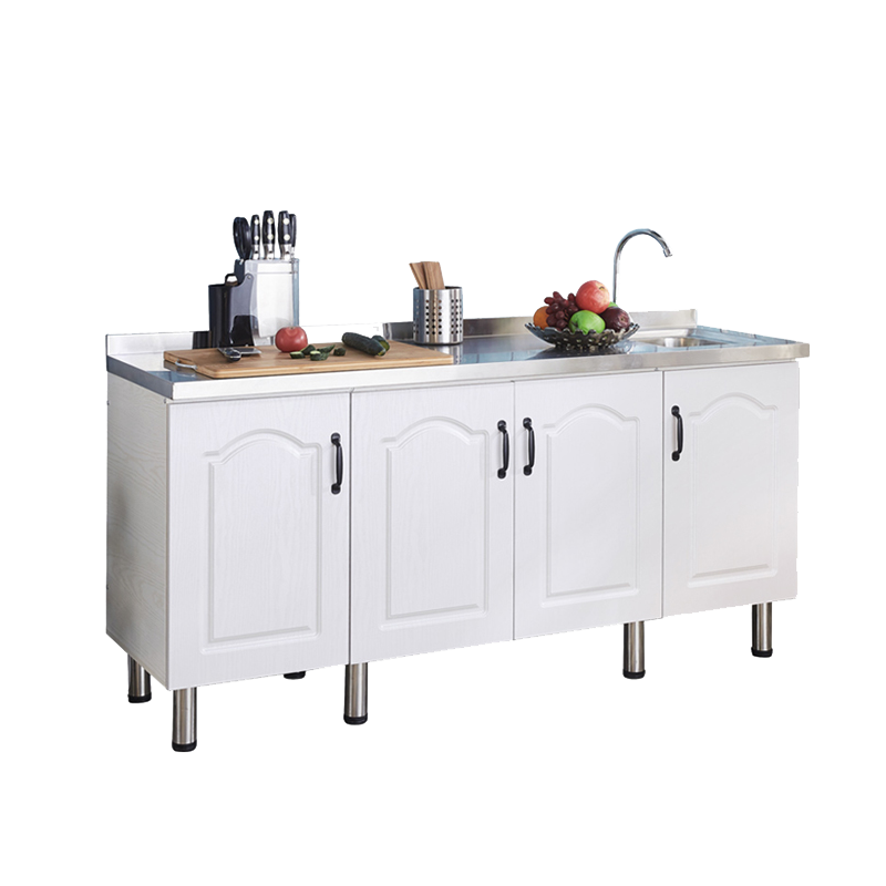 知渡 厨房餐桌柜餐边柜现代简约成品整套简易组装带洗菜盆不锈钢经济型家用小型厨房柜灶台柜一体 长160cm三抽平面