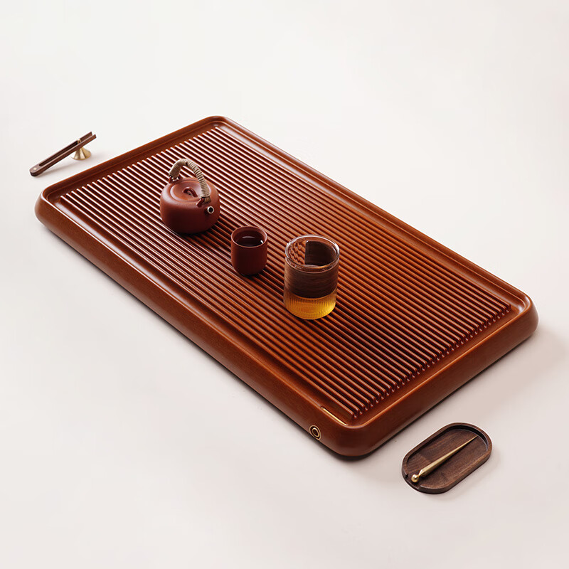 悟土 德国电木茶盘32支家用办公高端茶台整块排水茶具托盘黄料5030cm