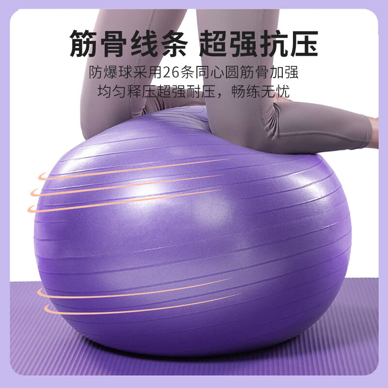 瑜伽球普拉提球健身球pvc加厚孕妇助产大龙球儿童感统训练平衡球 紫色瑜伽球【气塞+气拔+充气筒】 （1个球装） 55cm 光面款【600g】