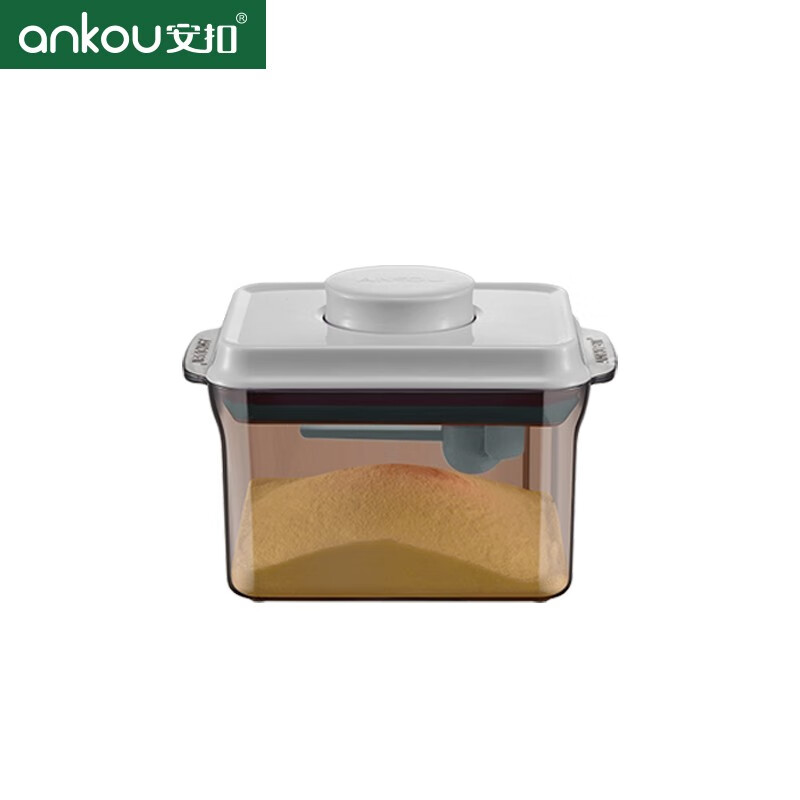 安扣（ANKOU）宝宝奶粉盒 便携大容量奶粉罐密封防潮奶粉桶米粉储物罐 可刮平长茶1L约装300g奶粉