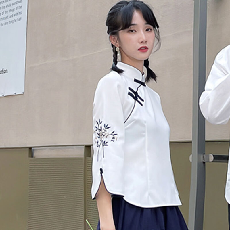 清丝坊五四青年装民国风女装中山装朗诵比赛套装合唱演出五四 白色女