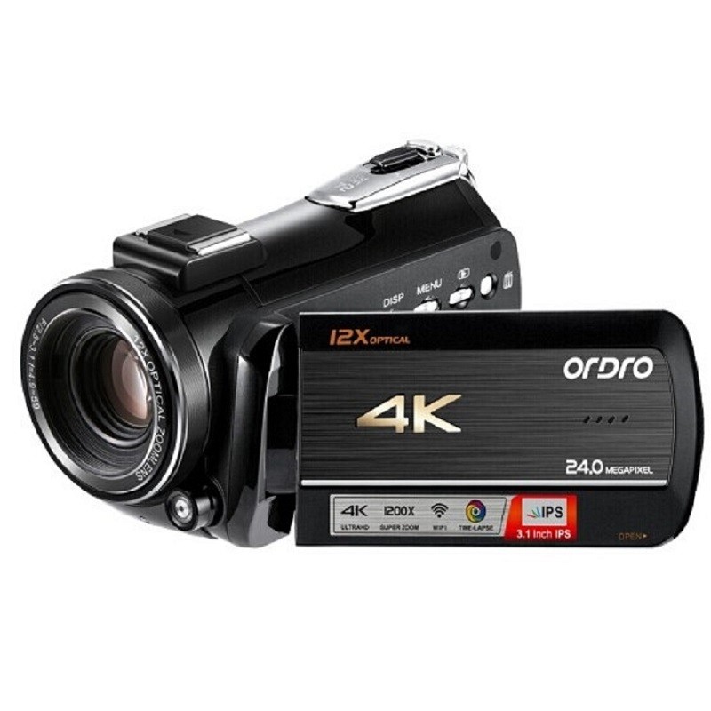 欧达（（ORDRO））AC5 摄像机专业4K直播高清数码录像机DV抖音vlog短视频会议家用旅游 12倍光学变焦
