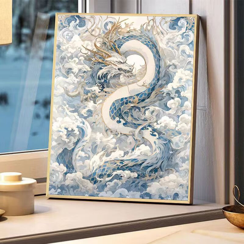 中式中国龙数字油画diy填色解闷手工涂色填充手绘油彩国风装饰画 1 30