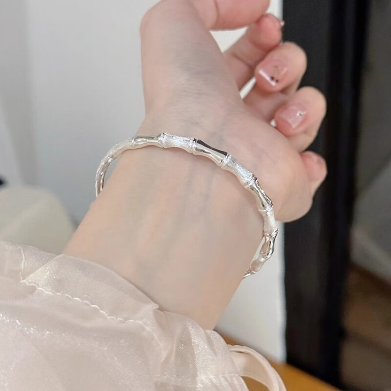 expa阿玛尼尼旗下银手镯女纯银999足银镯子年轻款银饰实心手镯 25克