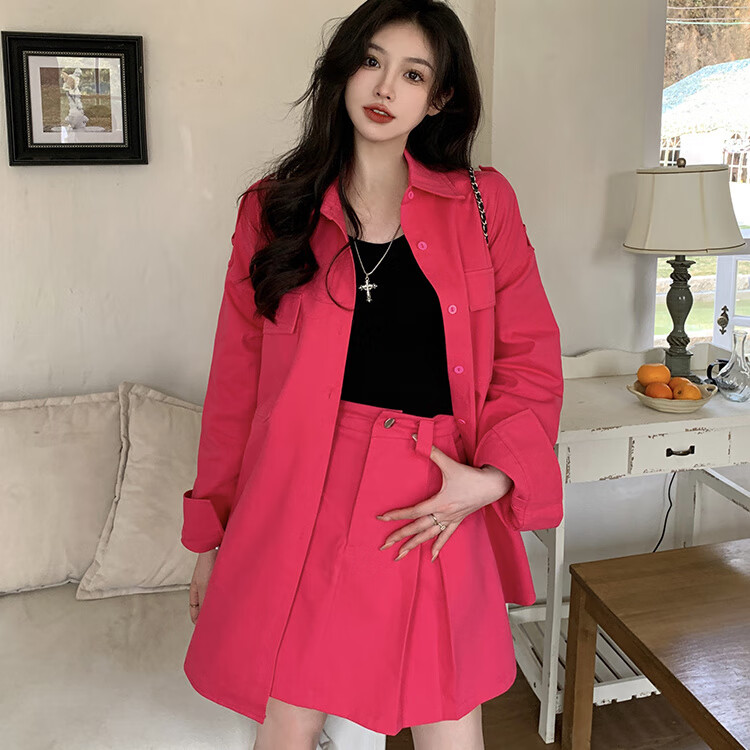 拓学显瘦遮肚子连衣裙胖mm大码泫雅风红色2024夏季辣妹港风乌梅子酱衬