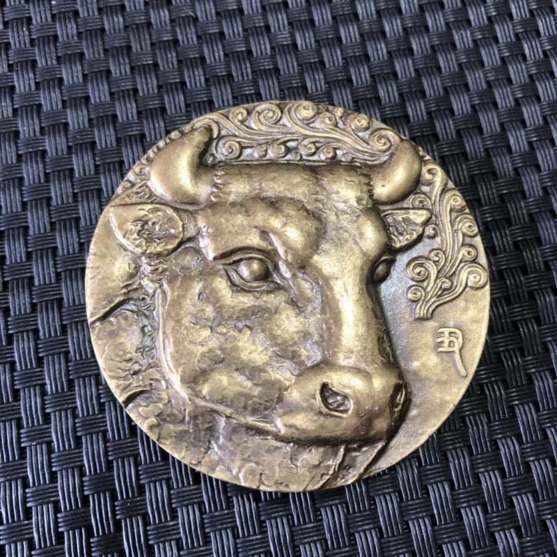 毅树天下(yishutianxia)黄铜十二生肖铜章牛兔龙蛇马羊猴狗猪双牛本命