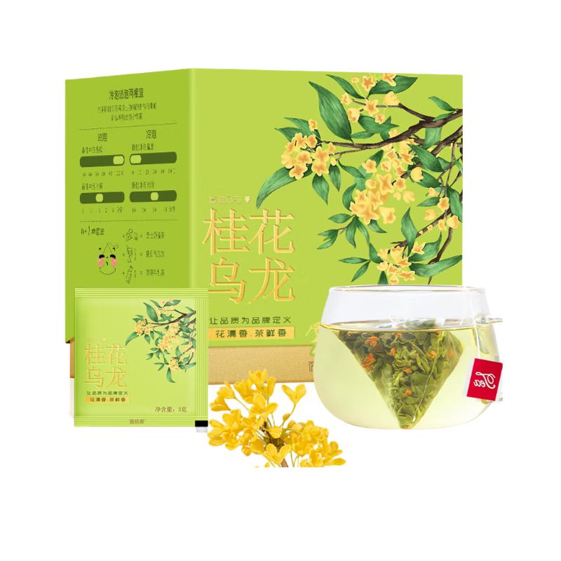 福茗源 花草茶 桂花乌龙茶 袋泡茶桂花茶可冷泡茶泡水喝的45g15包/盒