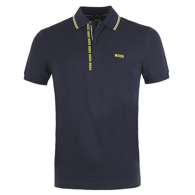 hugo boss/雨果博斯男装 22新款条纹门襟胸前刺绣短袖翻领polot恤衫