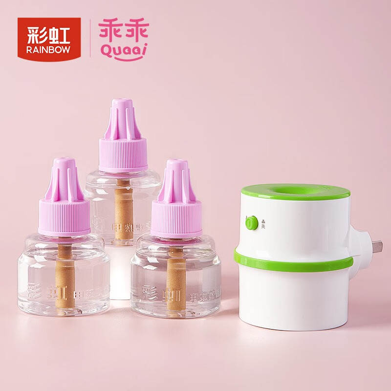 彩虹（Rainbow）电热蚊香液加热器电蚊香(灭蚊液)防蚊套装家用驱蚊液外包装随机 3瓶液+1直插器(180夜) 无味 随机