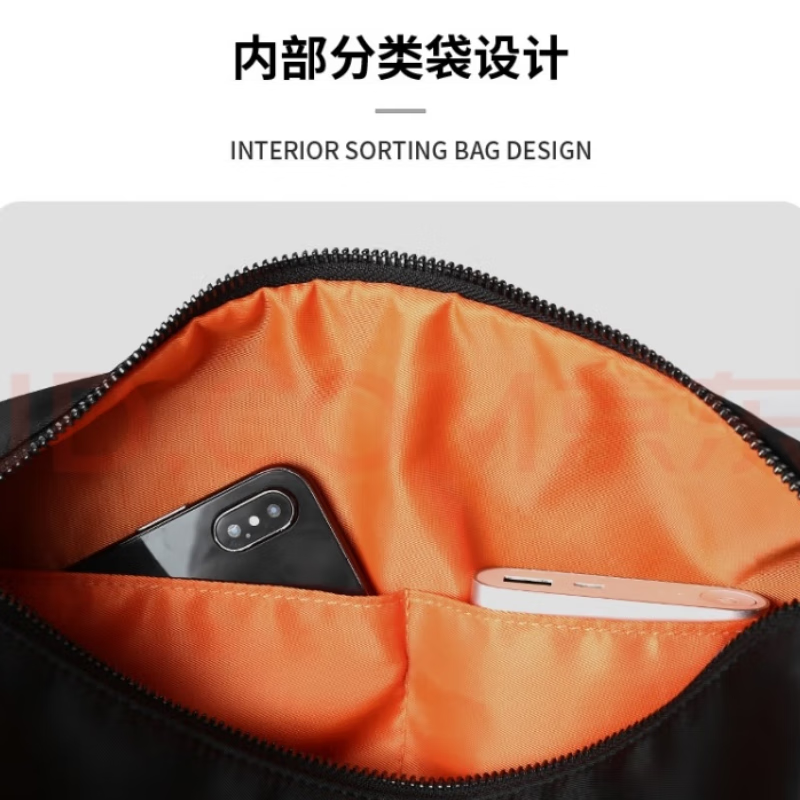 伊森单肩包男休闲男士斜挎包简约运动小背包软皮挎包圆筒包男包 黑色