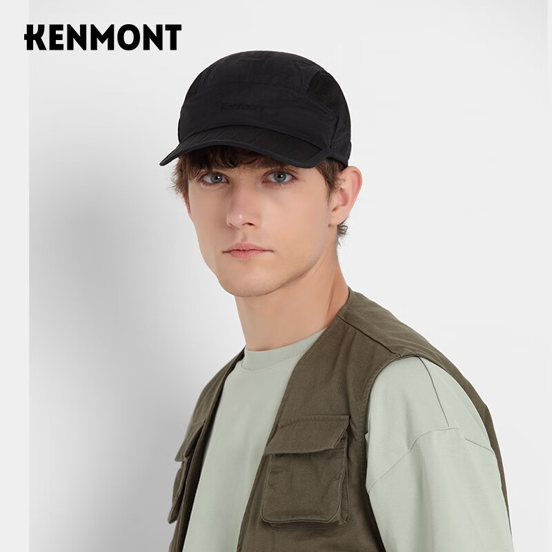 卡蒙（Kenmont）男士棒球帽可折叠户外防晒防紫外线夏季轻薄透气休闲运动帽3679 黑色 可调节(58.5cm)