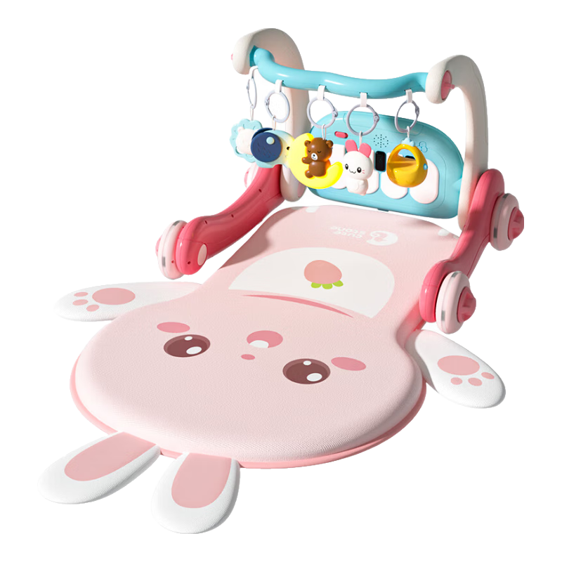盟石（cute stone）嬰兒玩具新生兒見(jiàn)面禮盒實(shí)用0-6個(gè)月健身架寶寶用品滿(mǎn)月禮物高檔 萌兔充電版【甄享禮盒款】4合1健身架+學(xué)步車(chē)+鋼琴 臻享高檔禮盒款【活石＆盟石聯(lián)合出品】百天送禮無(wú)憂(yōu)