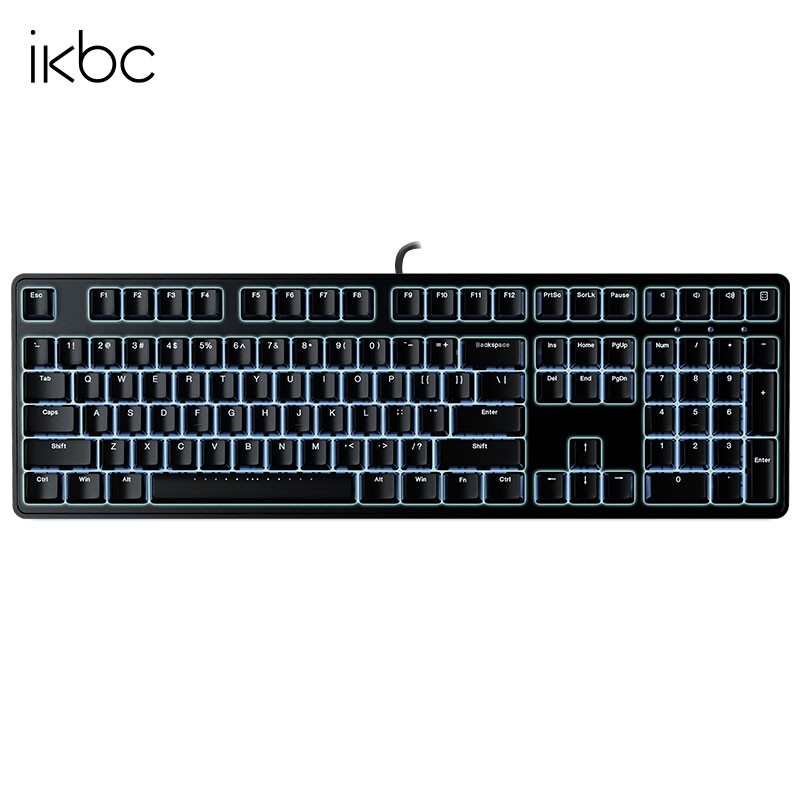 ikbc R300白光 108键 cherry轴 游戏键盘 有线机械键盘 全尺寸背光机械键盘 黑色 红轴